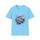 Blue on Coper 2:  Galaxy Splatter Unisex T-Shirt | Trendy Summer Tee for Art Lovers, Gift for Birthdays, Relaxed Fit Casual Wear, Unique Graphic Shirt