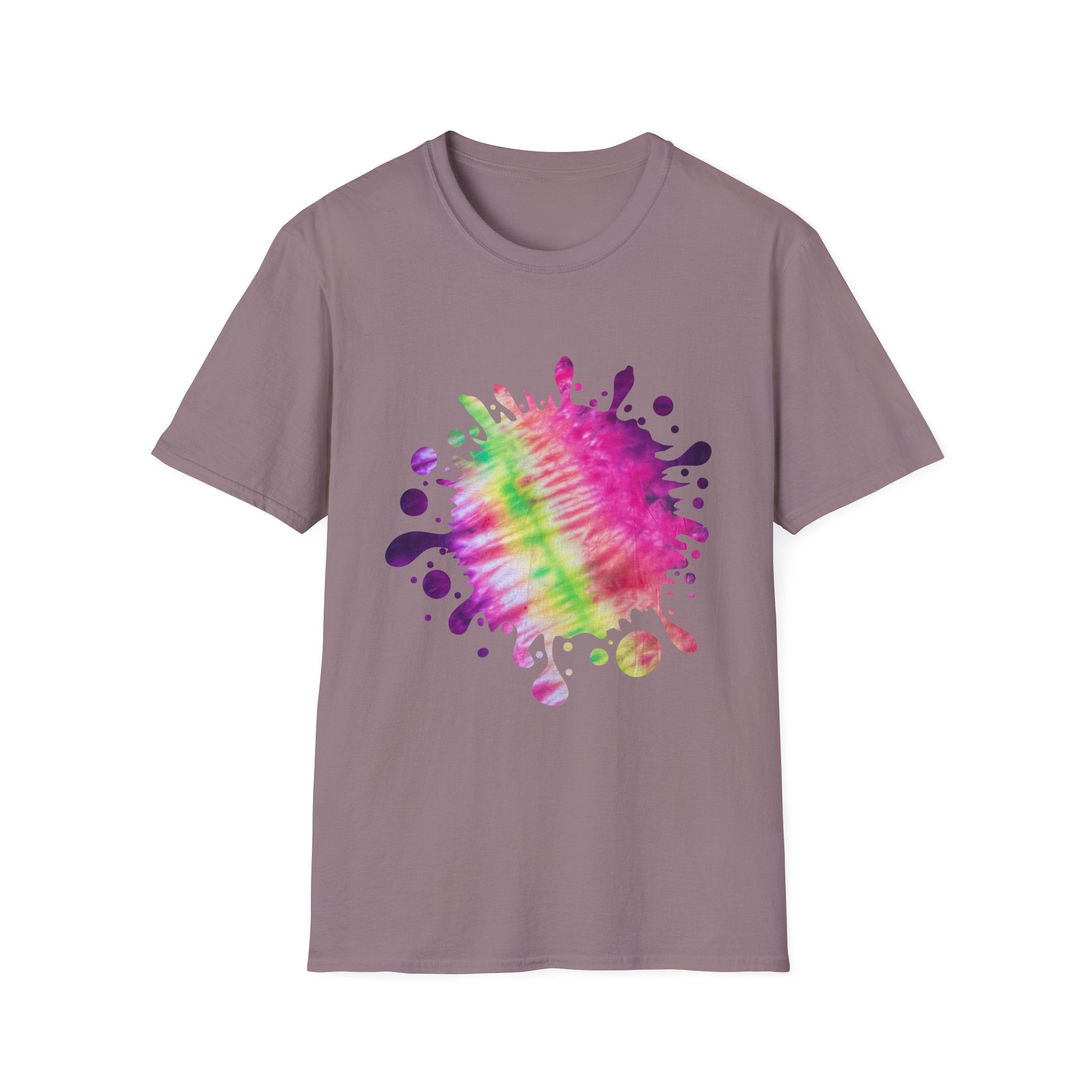 Neon Discovery 2:  Colorful Tie-Dye Splash Unisex Softstyle T-Shirt, Casual Tee, Summer Vibes, Festival Wear, Everyday Comfort, Gift Idea