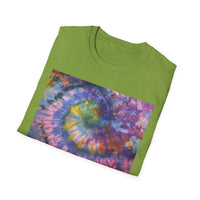 DRAGONFLY DESTINY: Fantasy inspired, Vibrant Tie-Dye T-Shirt, Unisex Softstyle Tee for Festivals, Summer Outings, Birthday Gifts, Casual Wear, Eco-Friendly Fashion