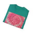 FLAMINGO:  Pink explosion! Colorful Tie-Dye Unisex Softstyle T-Shirt – Perfect for Festivals, Summer Vibes, Casual Outings, Gifts, and Everyday Wear