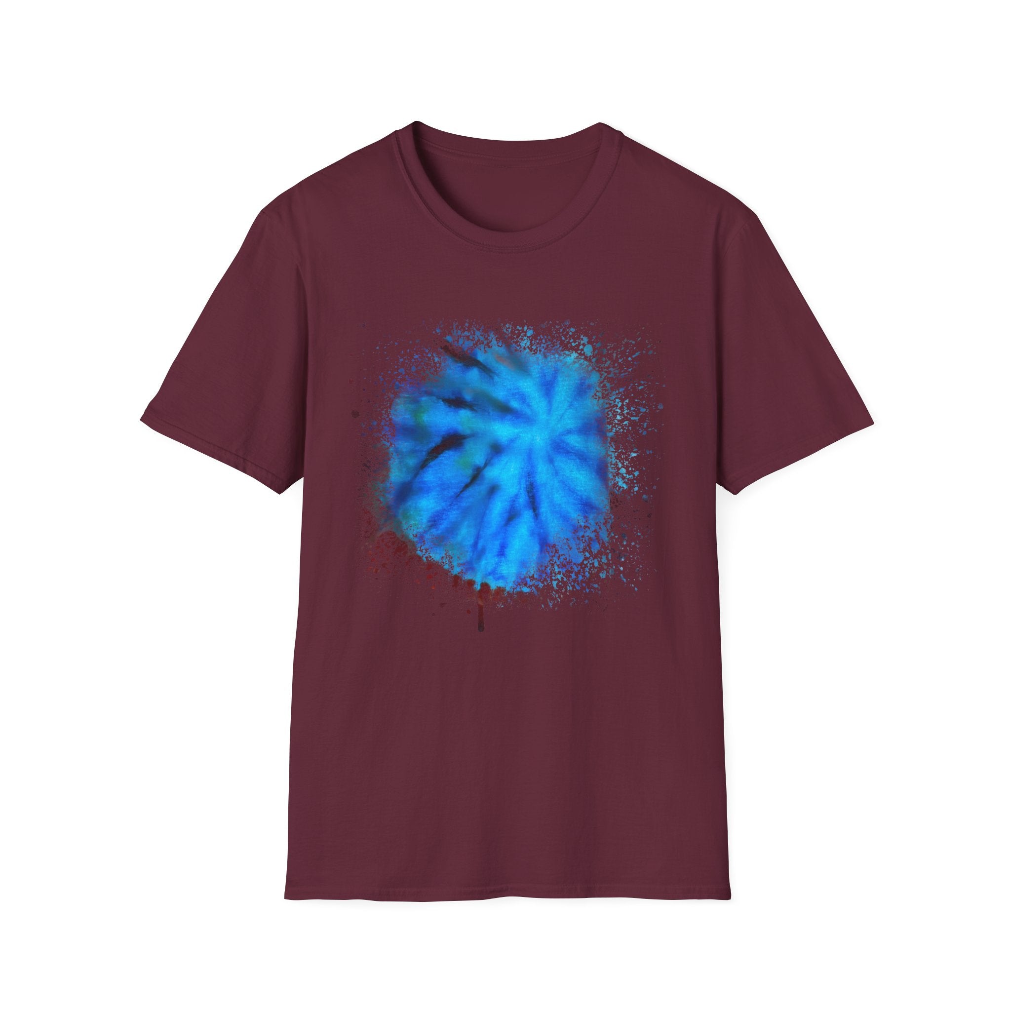 Blue Tide 2:  Vibrant Blue Drip Edge Tie-Dye Unisex Softstyle T-Shirt, Comfy Casual Wear, Summer Outfits, Beach Vibes, Gift for Him/Her, Trendy Apparel