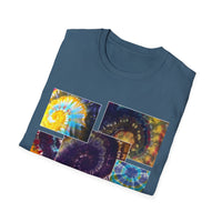 VICTORY: Vibrant Spiral Pattern collage T-Shirt, Unisex Tee for Art Lovers, Boho Chic Fashion, Perfect for Festivals, Gift for Friends