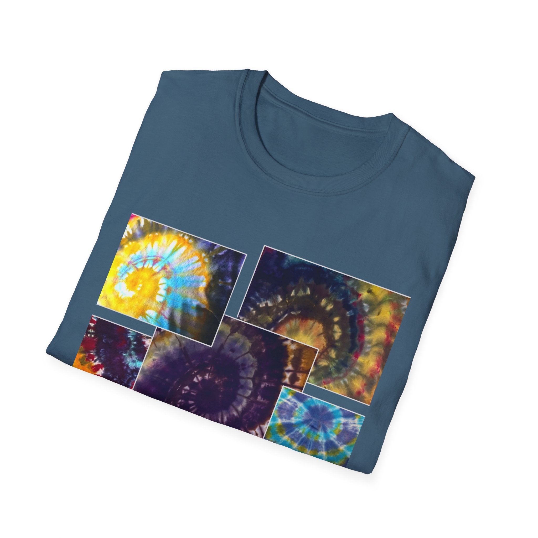 VICTORY: Vibrant Spiral Pattern collage T-Shirt, Unisex Tee for Art Lovers, Boho Chic Fashion, Perfect for Festivals, Gift for Friends