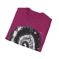 ABYSS: "Down the rabbit hole" vibe, Tie-Dye monochrome Swirl, Unisex Softstyle T-Shirt | Colorful Summer Shirt | Perfect for Festivals, Casual Outings, Gifting, Holidays