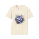 Blue on Coper 2:  Galaxy Splatter Unisex T-Shirt | Trendy Summer Tee for Art Lovers, Gift for Birthdays, Relaxed Fit Casual Wear, Unique Graphic Shirt