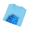 Blue Tide 2:  Vibrant Blue Drip Edge Tie-Dye Unisex Softstyle T-Shirt, Comfy Casual Wear, Summer Outfits, Beach Vibes, Gift for Him/Her, Trendy Apparel