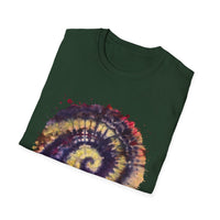 Scarlet Saga 2:  Spiral Tie-Dye Unisex Softstyle T-Shirt | Boho Chic, Casual Wear, Gift for Artists, Summer Fashion, Music Festivals