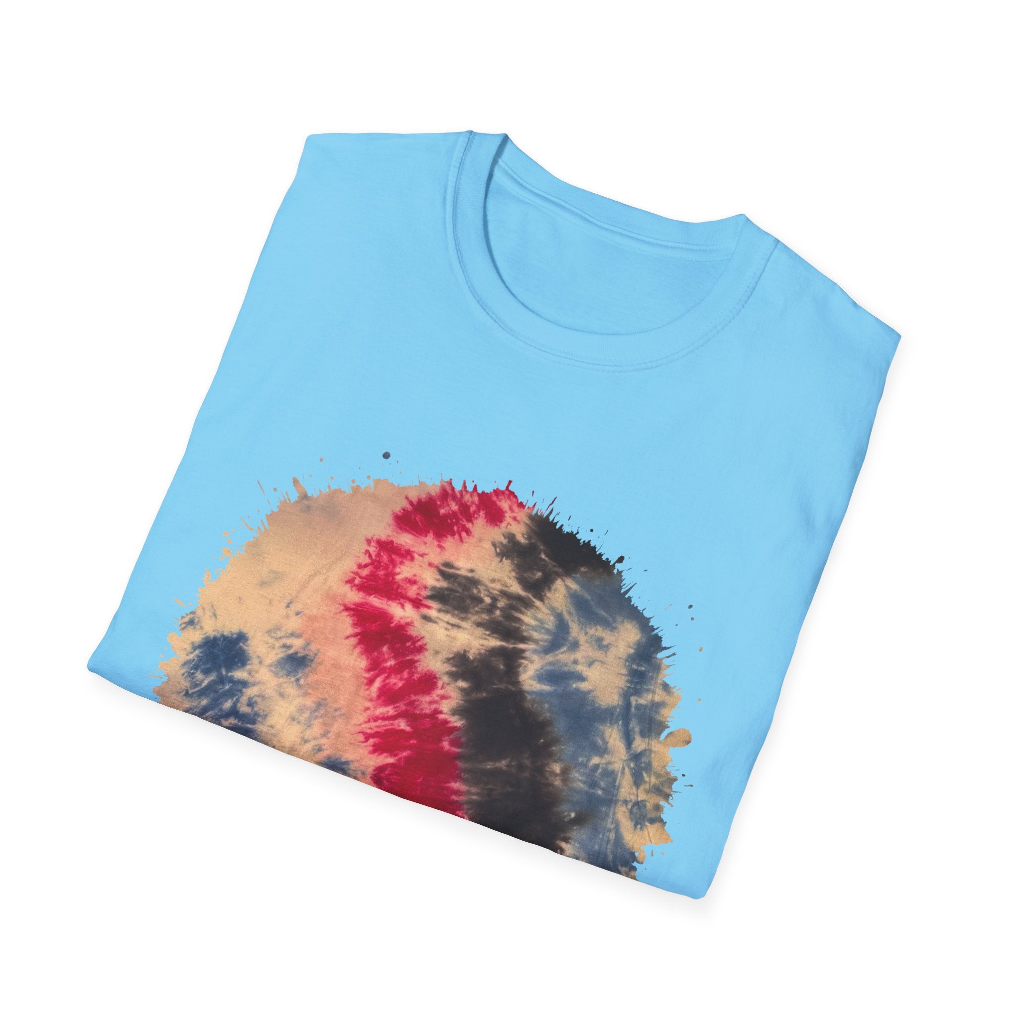 Boomerang Blaze 2:  Tie Dye Unisex Softstyle T-Shirt - Bohemian Vibes for Casual Wear, Summer Festivals, Gift Ideas, Eco-Friendly Fashion, Everyday Comfort