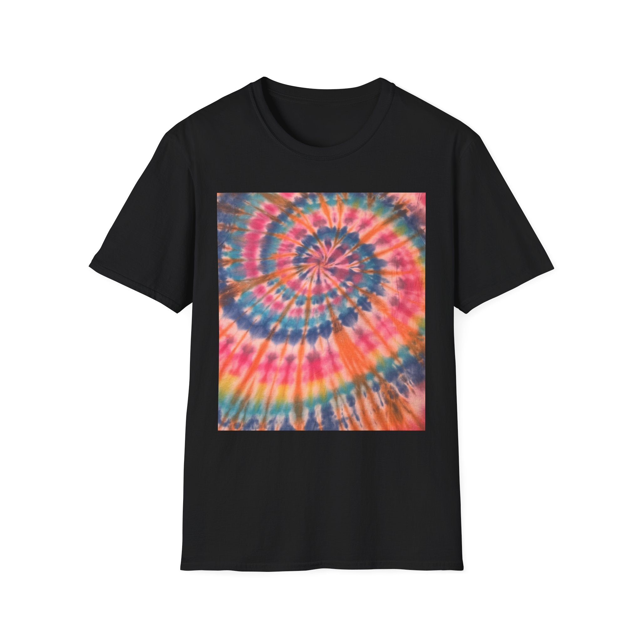 RAINBOW BALLAD: Colorful  rainbow sherbet style,  Tie-Dye Unisex Softstyle T-Shirt | Boho Vibe, Summer Essentials, Eco-Friendly Fashion, Gift for Friends, Casual Wear