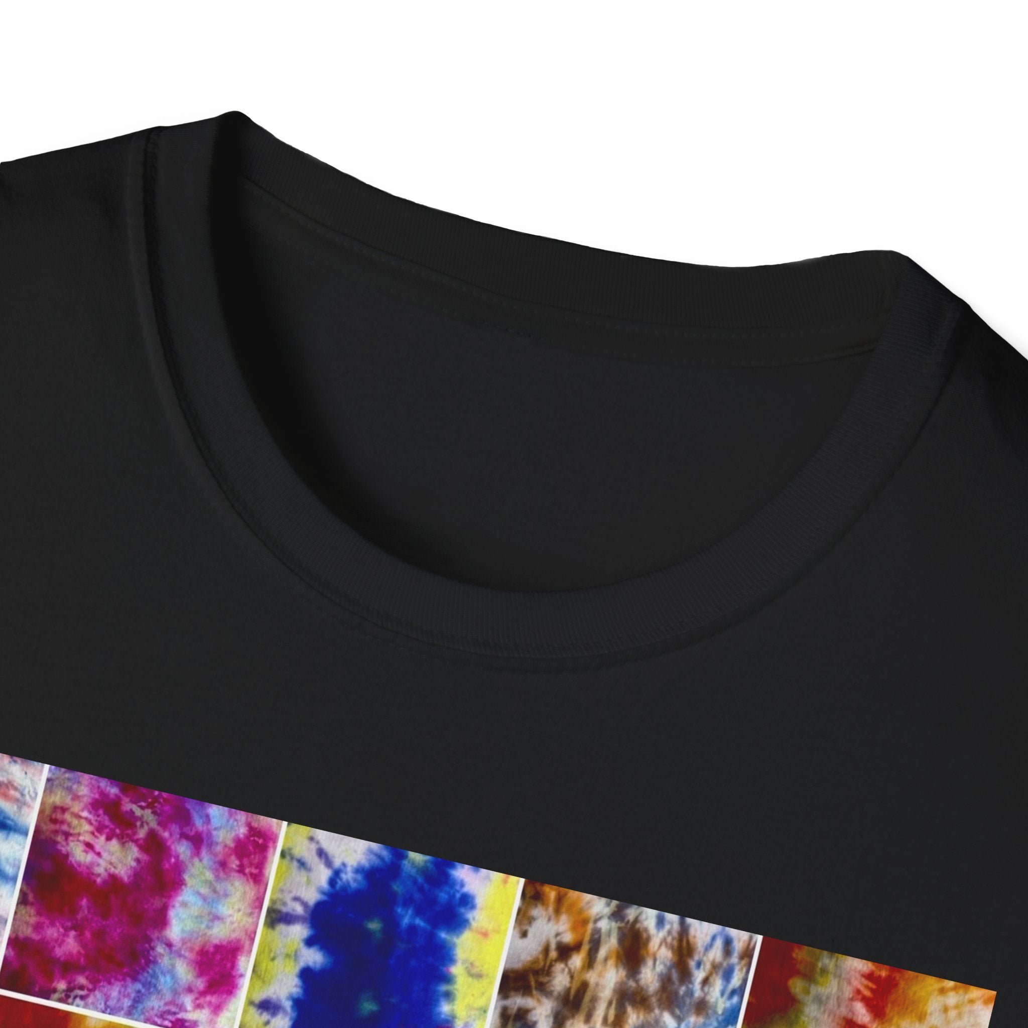 THE SCRAMBLE: Colorful, sampler style,  Tie-Dye collage Unisex T-Shirt, Vibrant Casual Wear, Summer Festival Top, Gift for Him/Her, Retro Vibe Fashion