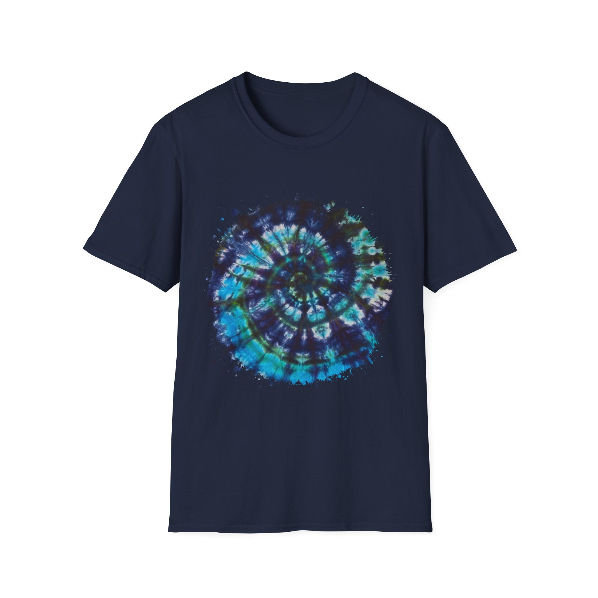 Cobalt Tornado 2:  Spiral Tie-Dye T-Shirt, Unisex Kaftan, Bohemian Tee, Beachwear, Summer Top, Festival Gear, Unique Gift