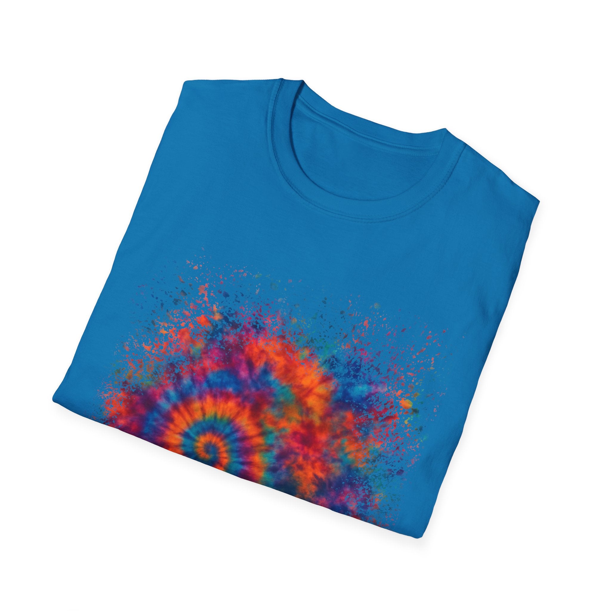 TANGERINE SWIRL: Colorful mini Swirl Unisex Softstyle T-Shirt, Vivid Tie-Dye Tee, Festival Shirt, Bohemian Style Top, Summer Vibes Clothing
