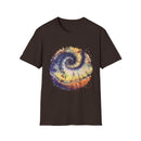 Mocha Spider Dance 2:  Spiral Tie-Dye Unisex T-Shirt, Boho Style Tee, Casual Comfort Shirt, Gift for Nature Lovers, Summer Vibes Apparel
