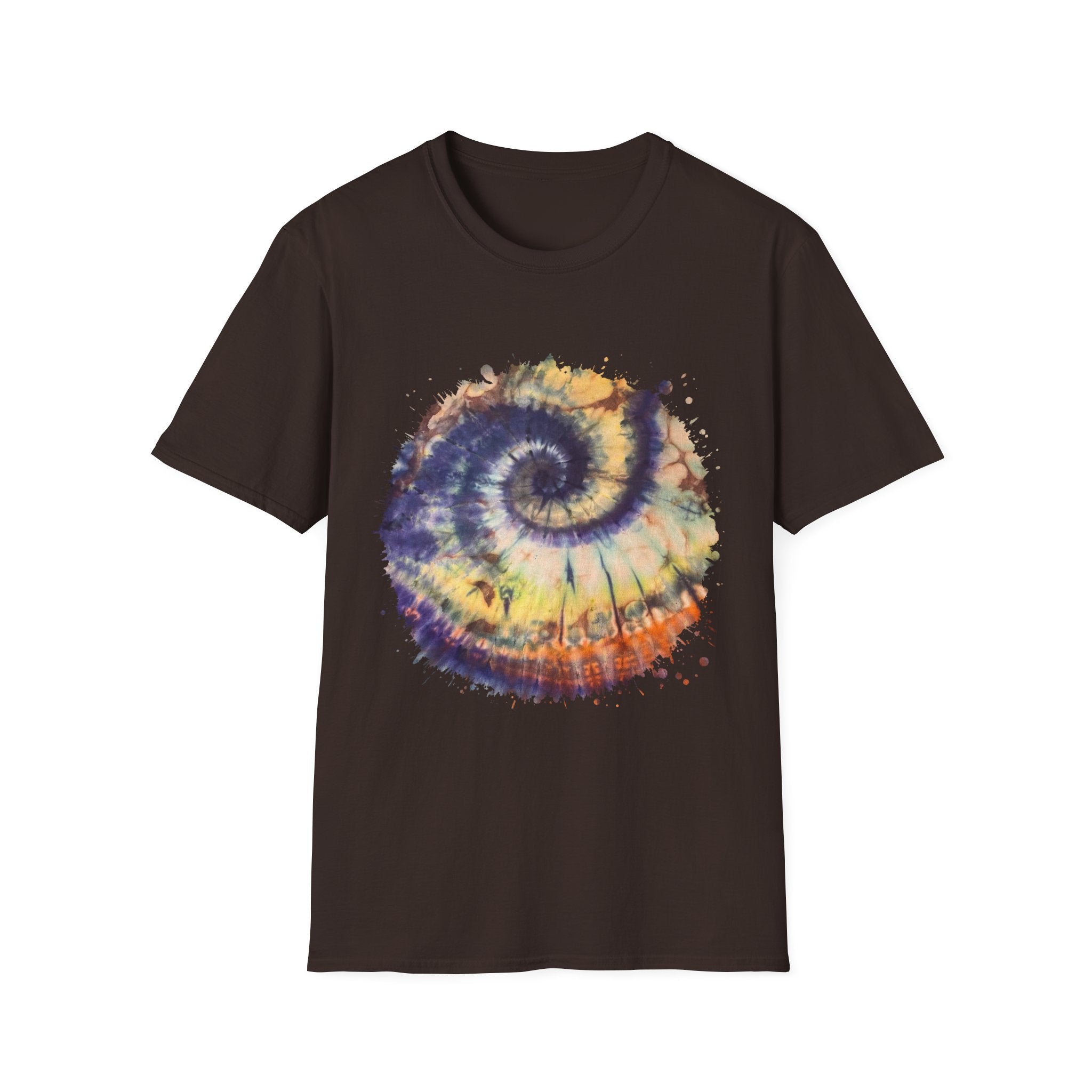 Mocha Spider Dance 2:  Spiral Tie-Dye Unisex T-Shirt, Boho Style Tee, Casual Comfort Shirt, Gift for Nature Lovers, Summer Vibes Apparel