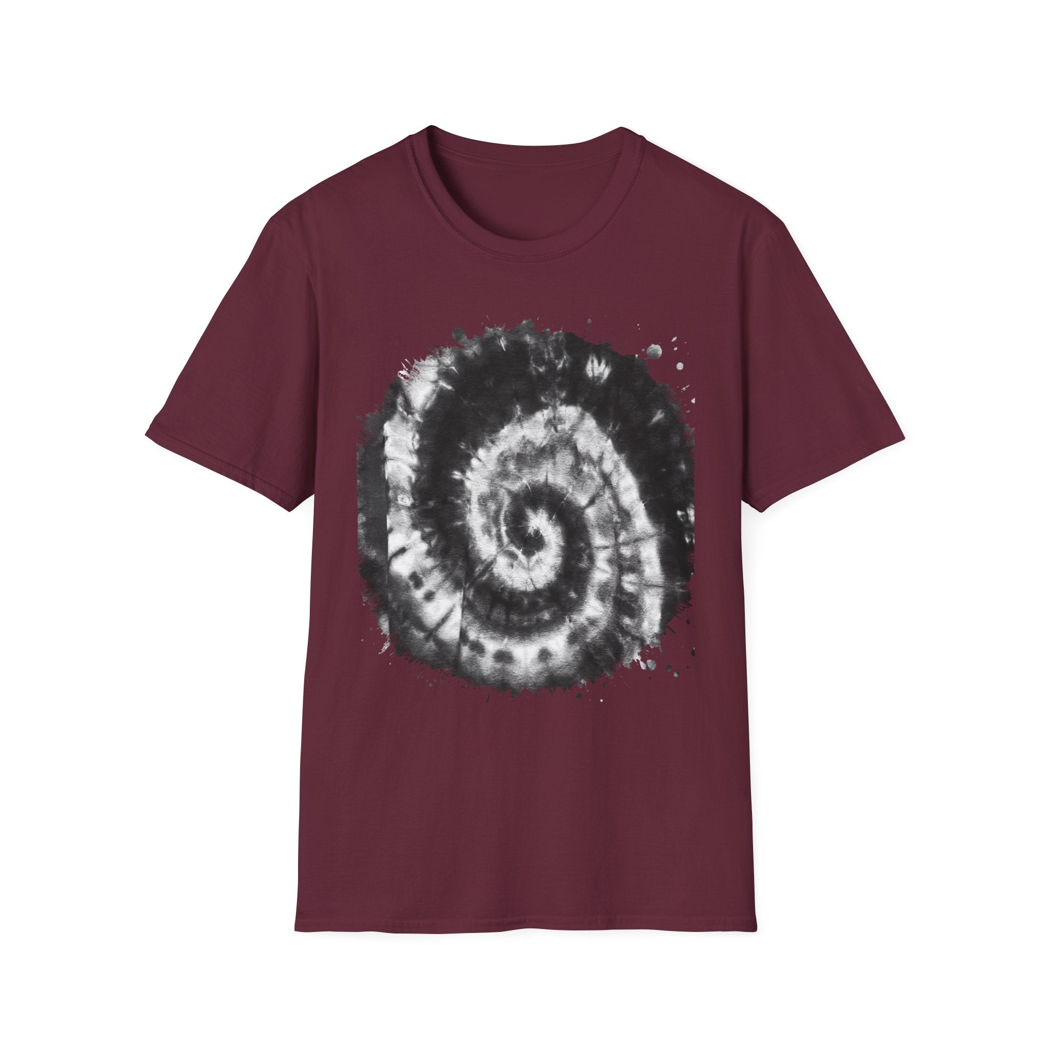 ABYSS: "Down the rabbit hole" vibe, Tie-Dye monochrome Swirl, Unisex Softstyle T-Shirt | Colorful Summer Shirt | Perfect for Festivals, Casual Outings, Gifting, Holidays