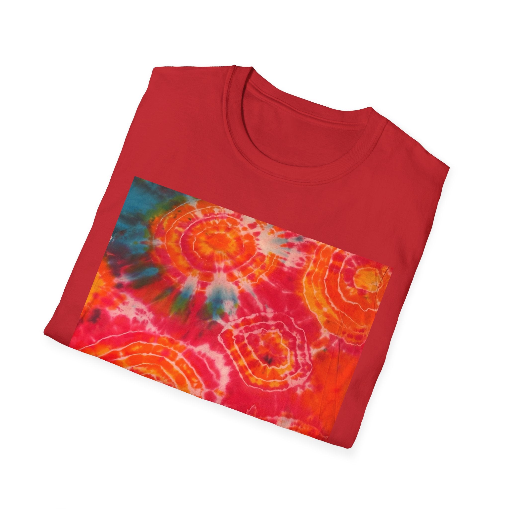 RIPPLE: Koi pond inspired ripple swirl style, Tie-Dye Unisex Softstyle T-Shirt, Bohemian Tee, Summer Vibes Shirt, Festival Wear, Gift for Her, Unique Tie Dye Fashion