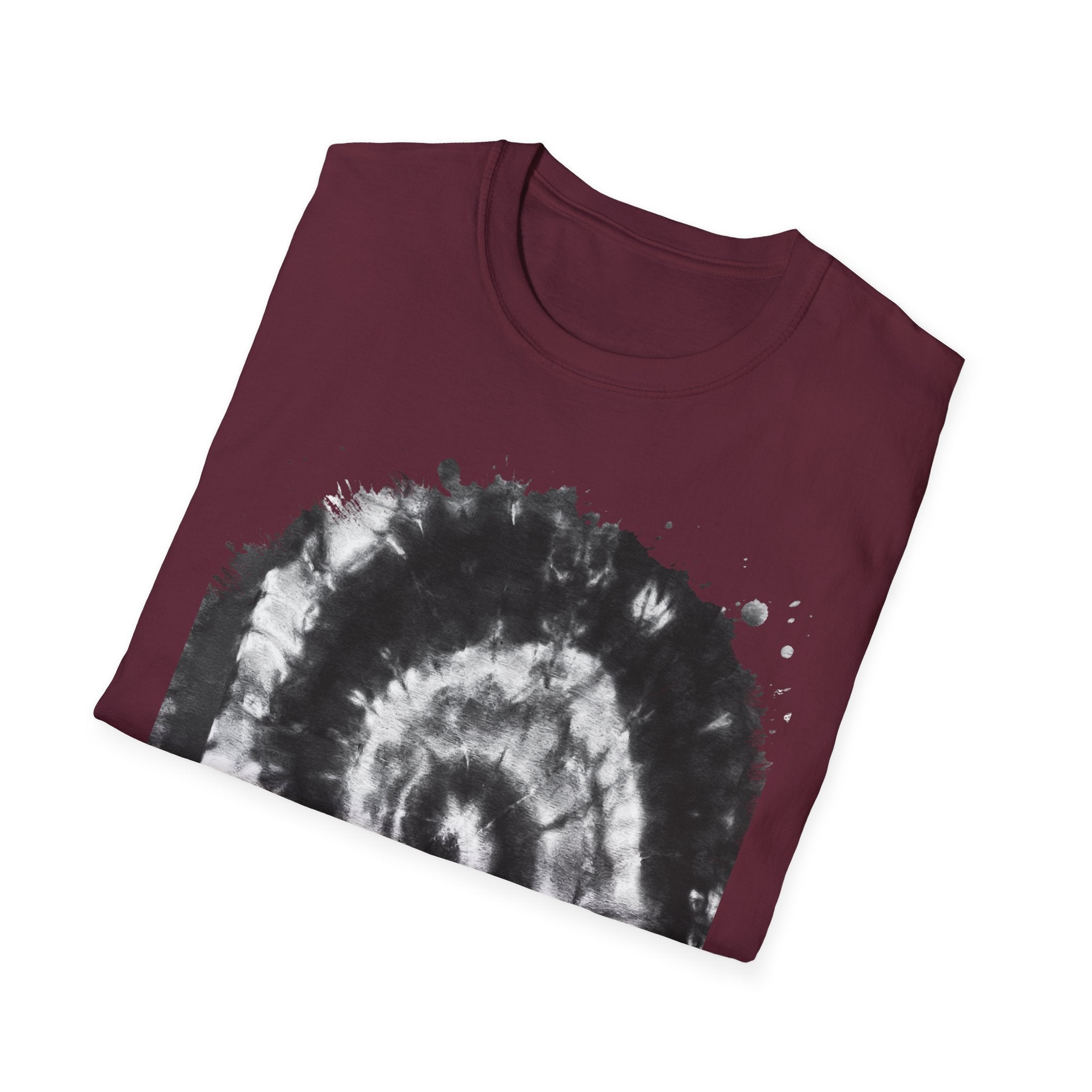 ABYSS: "Down the rabbit hole" vibe, Tie-Dye monochrome Swirl, Unisex Softstyle T-Shirt | Colorful Summer Shirt | Perfect for Festivals, Casual Outings, Gifting, Holidays