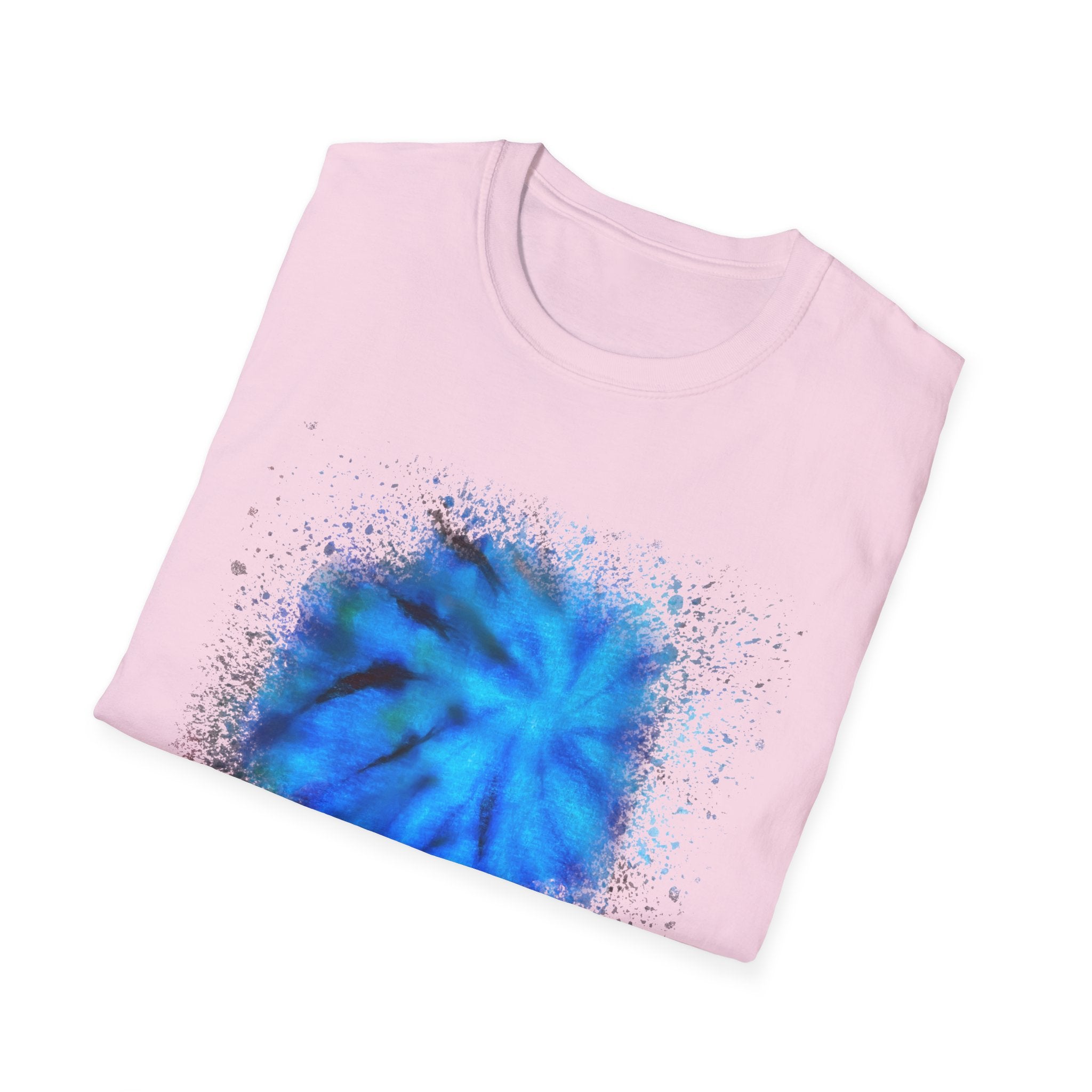 Blue Tide 2:  Vibrant Blue Drip Edge Tie-Dye Unisex Softstyle T-Shirt, Comfy Casual Wear, Summer Outfits, Beach Vibes, Gift for Him/Her, Trendy Apparel