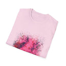 Magenta Madness 2:  Vibrant Splash T-Shirt: Unisex Softstyle, Art Enthusiast Gift, Casual Wear, Summer Apparel, Splash of Color, Vibrant Tee