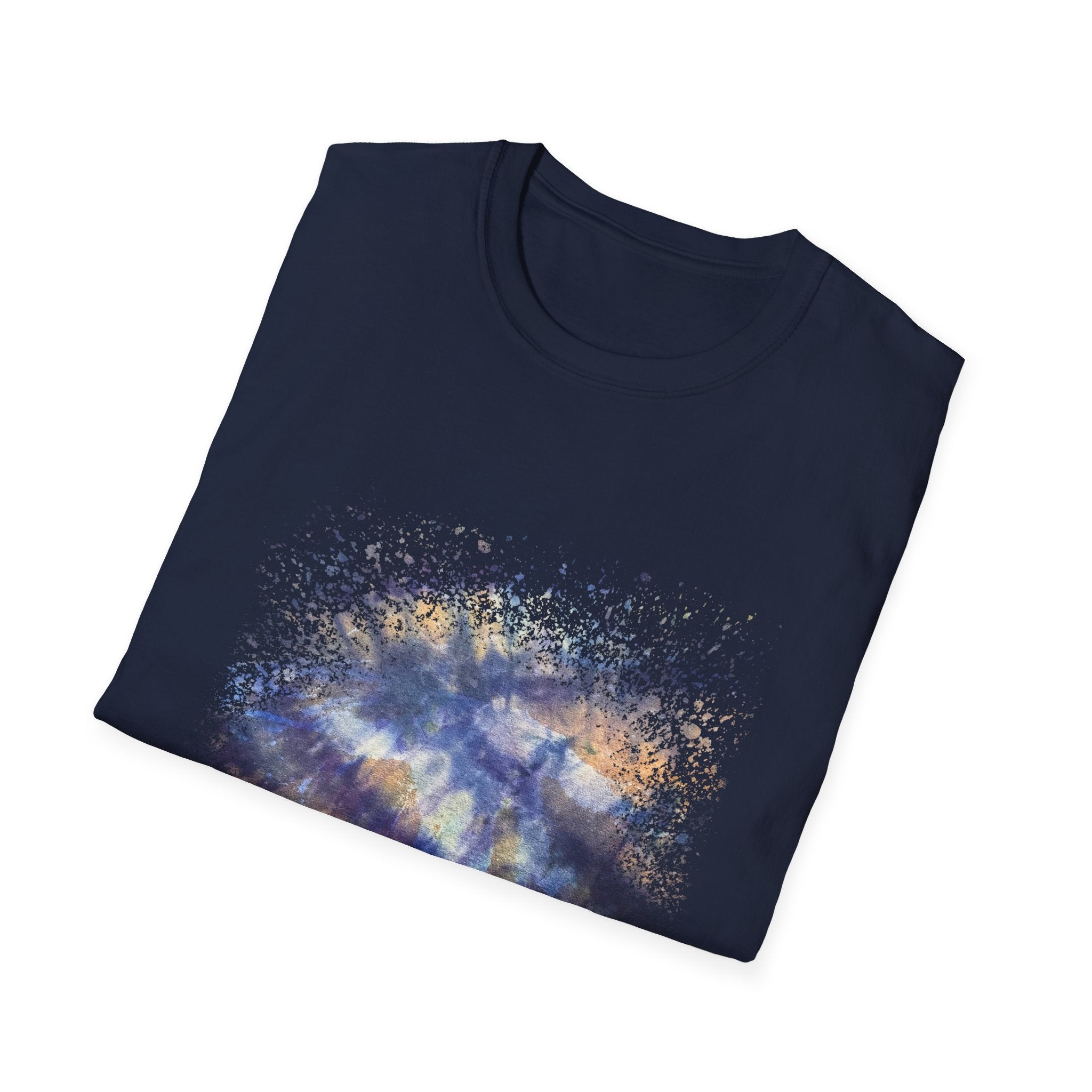 Blue on Coper 2:  Galaxy Splatter Unisex T-Shirt | Trendy Summer Tee for Art Lovers, Gift for Birthdays, Relaxed Fit Casual Wear, Unique Graphic Shirt