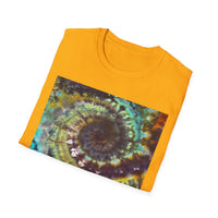 TEMPTATION: Mystical Vibrant Tie-Dye T-Shirt, Unisex Softstyle Tee, Boho Festival Wear, Summer Vibe Shirt, Eco-Friendly Apparel, Gift for Him or Her