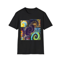 VICTORY: Vibrant Spiral Pattern collage T-Shirt, Unisex Tee for Art Lovers, Boho Chic Fashion, Perfect for Festivals, Gift for Friends