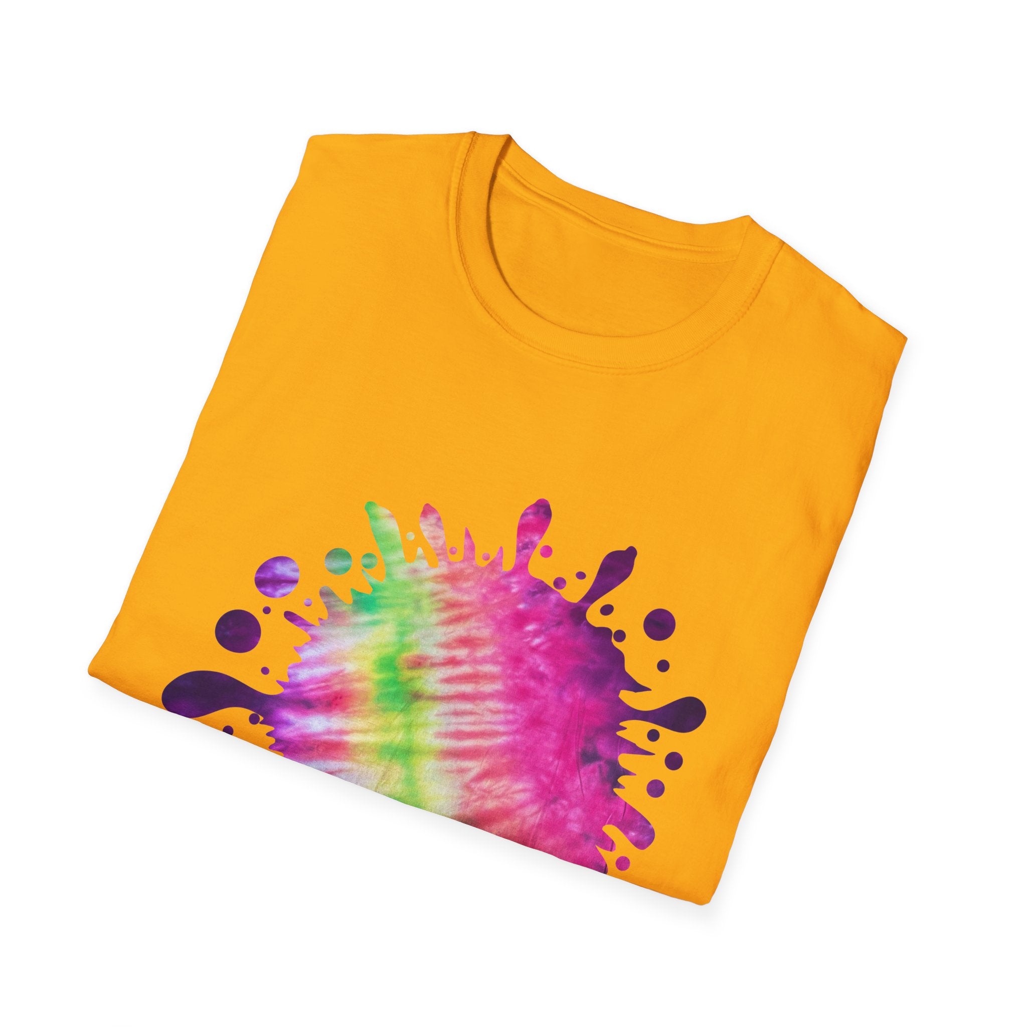 Neon Discovery 2:  Colorful Tie-Dye Splash Unisex Softstyle T-Shirt, Casual Tee, Summer Vibes, Festival Wear, Everyday Comfort, Gift Idea
