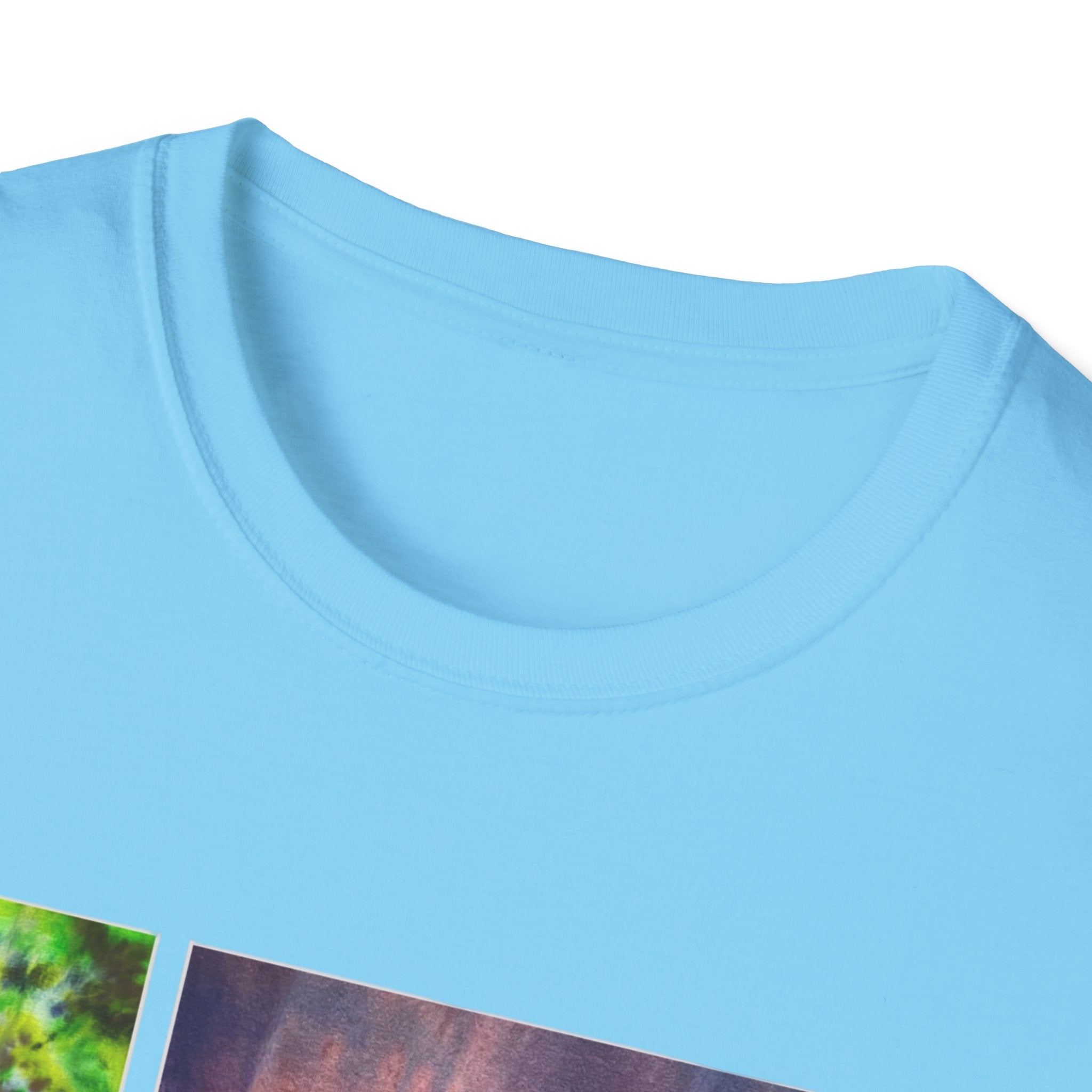 NORTHERN LIGHTS: Vibrant  Tie Dye collage Art, Unisex Softstyle T-Shirt | Casual Fashion, Gift for Art Lovers, Summer Wear, Festival Outfit, Unique Graphic Tee