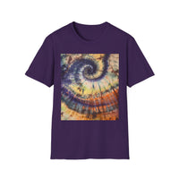MOCHA SPIDER DANCE:  Unique Spiral Tie-Dye Unisex T-Shirt, Boho Chic Tee, Summer Vibes Top, Festival Wear, Eco-Friendly Gift