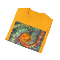 WHIPLASH: Edgy, colorful,  Spiral Unisex Softstyle T-Shirt, Tie-Dye Tee, Casual Wear, Festival Clothing, Summer Vibes, Unique Gift Idea