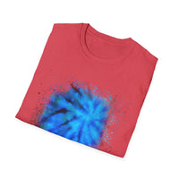 Blue Tide 2:  Vibrant Blue Drip Edge Tie-Dye Unisex Softstyle T-Shirt, Comfy Casual Wear, Summer Outfits, Beach Vibes, Gift for Him/Her, Trendy Apparel