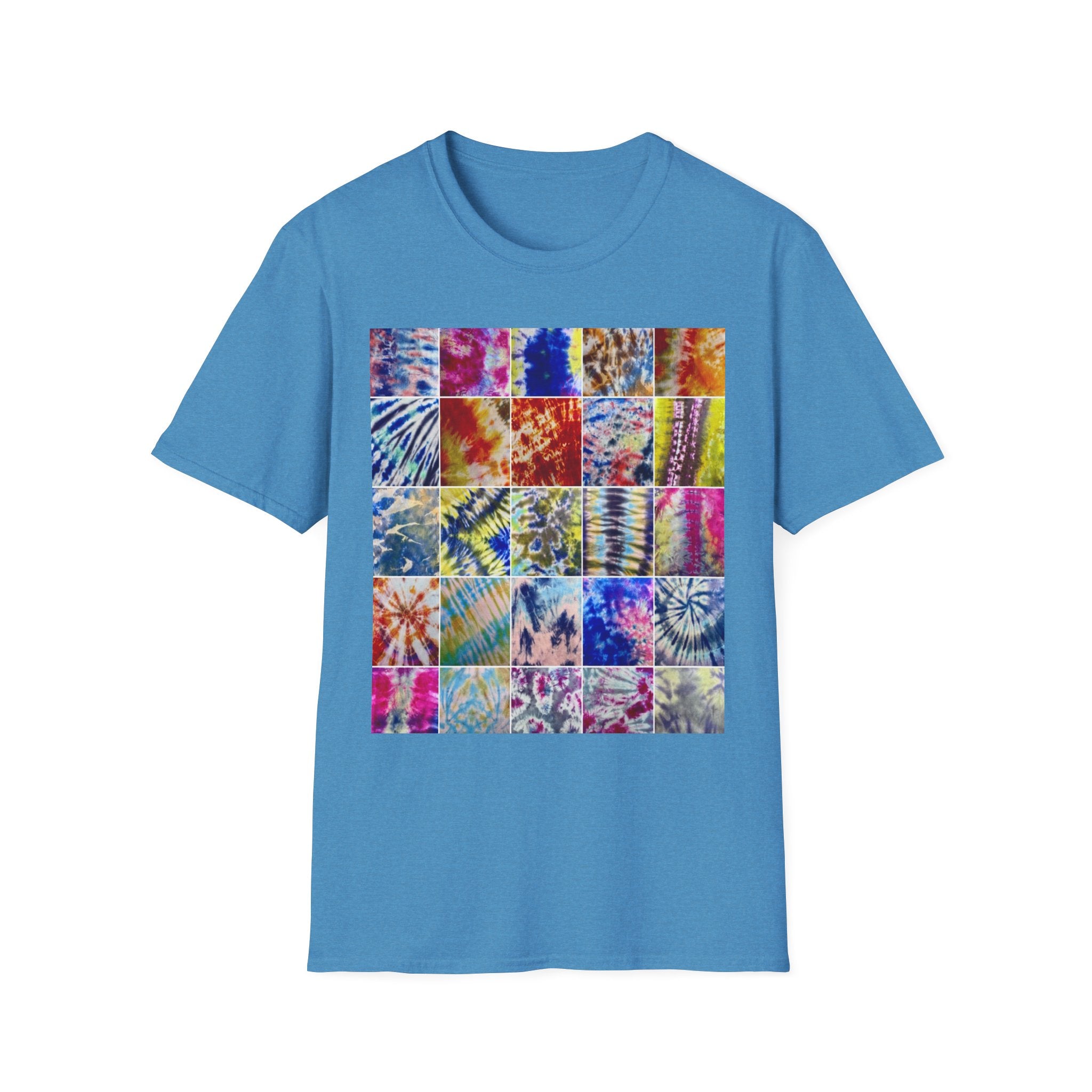 THE SCRAMBLE: Colorful, sampler style,  Tie-Dye collage Unisex T-Shirt, Vibrant Casual Wear, Summer Festival Top, Gift for Him/Her, Retro Vibe Fashion