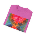 DOUBLE DAHLIA:  Vibrant dahlia inspired  Tie-Dye t-shirt, Unisex Softstyle Shirt, Summer Fashion Tee, Festival Wear, Retro Style Top, Casual Everyday Wear