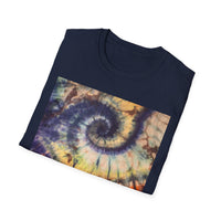 MOCHA SPIDER DANCE:  Unique Spiral Tie-Dye Unisex T-Shirt, Boho Chic Tee, Summer Vibes Top, Festival Wear, Eco-Friendly Gift