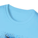 Blue Tide 2:  Vibrant Blue Drip Edge Tie-Dye Unisex Softstyle T-Shirt, Comfy Casual Wear, Summer Outfits, Beach Vibes, Gift for Him/Her, Trendy Apparel