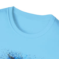 Blue Tide 2:  Vibrant Blue Drip Edge Tie-Dye Unisex Softstyle T-Shirt, Comfy Casual Wear, Summer Outfits, Beach Vibes, Gift for Him/Her, Trendy Apparel