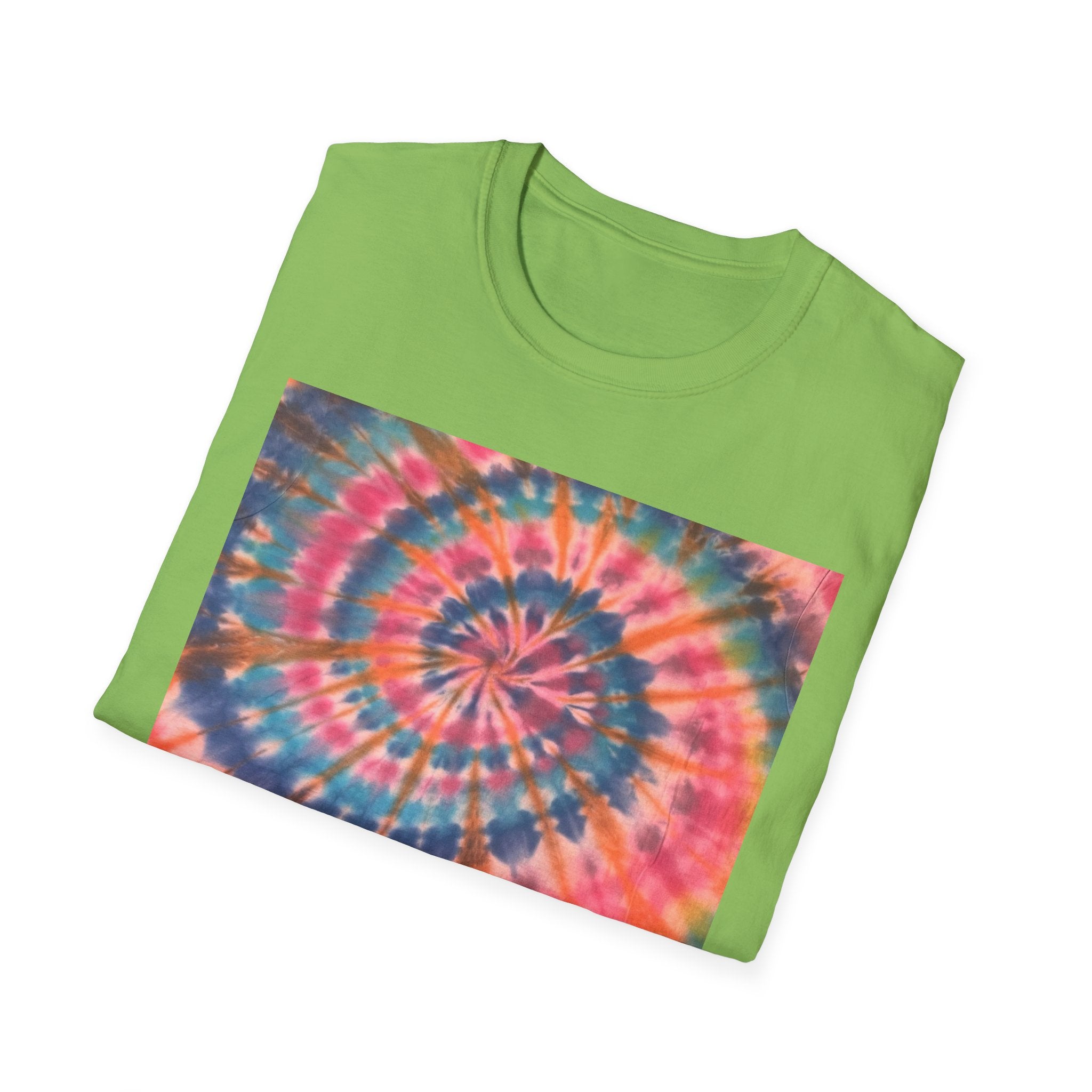 RAINBOW BALLAD: Colorful  rainbow sherbet style,  Tie-Dye Unisex Softstyle T-Shirt | Boho Vibe, Summer Essentials, Eco-Friendly Fashion, Gift for Friends, Casual Wear