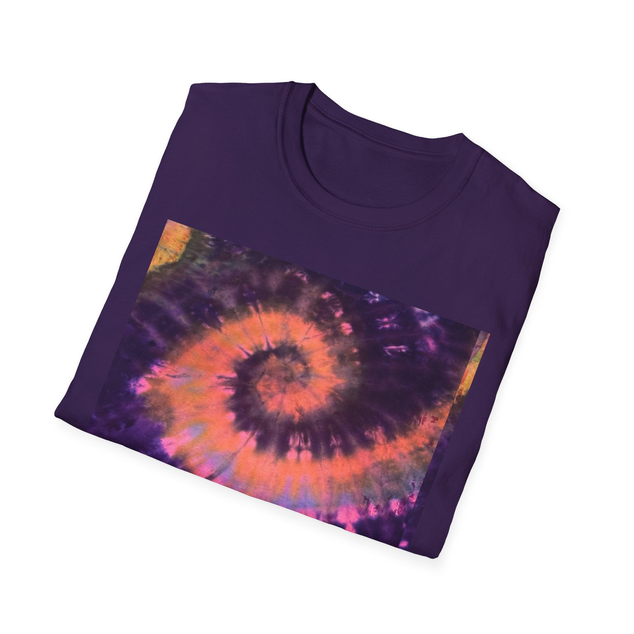 INDIGO ODYSSEY:  Half Swirl tie dye, Colorful Tie-Dye Unisex Softstyle T-Shirt, Summer Vibes Tee, Festival Apparel, Gift for Him/Her, Casual Wear, Retro Style