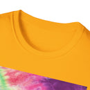 NEON DISCOVERY:  Sky zone, Vibrant Tie-Dye Unisex Softstyle T-Shirt - Trendy Casual Wear, Summer Festivals, Gifts for Friends, Retro Vibe, Unisex Tee