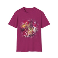 ENIGMA: Gritty, edgy Colorful Abstract Art Unisex Softstyle T-Shirt, Casual Graphic Tee, Gift for Art Lovers, Unique Printed Shirt, Summer Wear, Festival Apparel