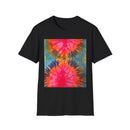 DOUBLE DAHLIA:  Vibrant dahlia inspired  Tie-Dye t-shirt, Unisex Softstyle Shirt, Summer Fashion Tee, Festival Wear, Retro Style Top, Casual Everyday Wear