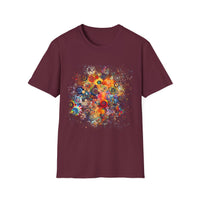 COMMOTION: Super Colorful multi-Swirl Design Unisex Softstyle T-Shirt, Bohemian Tee, Casual Wear, Festival Fashion, Gift for Art Lovers