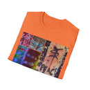 EQUITY: Bohemian Peace Graphic Tie Dye collage Tee, Unisex Softstyle T-Shirt, Tie-Dye Vibe Shirt, Festival Fashion, Relaxed Fit Top
