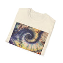 MOCHA SPIDER DANCE:  Unique Spiral Tie-Dye Unisex T-Shirt, Boho Chic Tee, Summer Vibes Top, Festival Wear, Eco-Friendly Gift