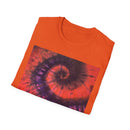 POWER BALL BLISS: Vibrant swirl Tie-Dye Unisex Softstyle T-Shirt, Summer Festival Tee, Bohemian Apparel, Gift for Friends, Unique Graphic Shirt
