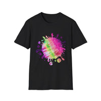 Neon Discovery 2:  Colorful Tie-Dye Splash Unisex Softstyle T-Shirt, Casual Tee, Summer Vibes, Festival Wear, Everyday Comfort, Gift Idea