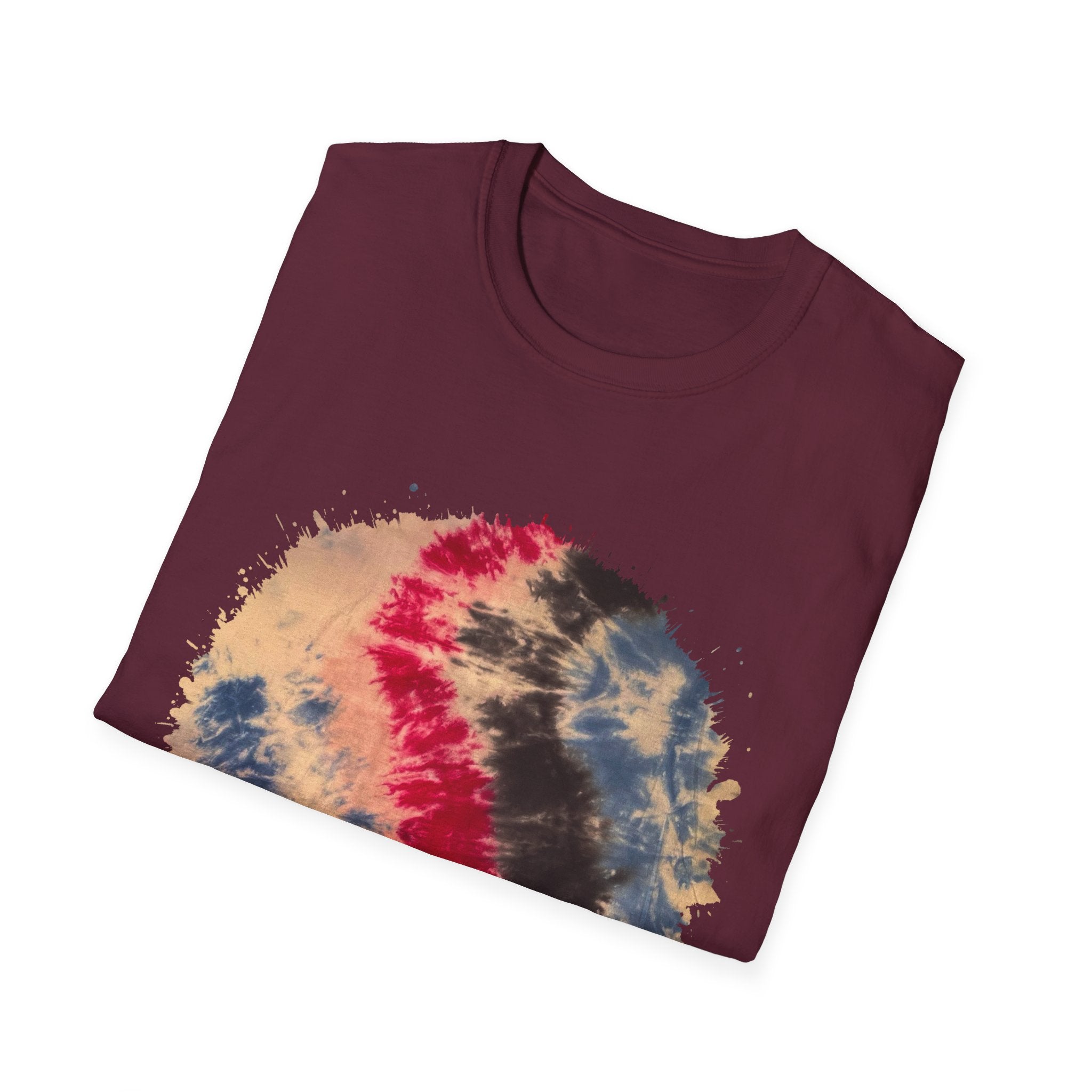 Boomerang Blaze 2:  Tie Dye Unisex Softstyle T-Shirt - Bohemian Vibes for Casual Wear, Summer Festivals, Gift Ideas, Eco-Friendly Fashion, Everyday Comfort