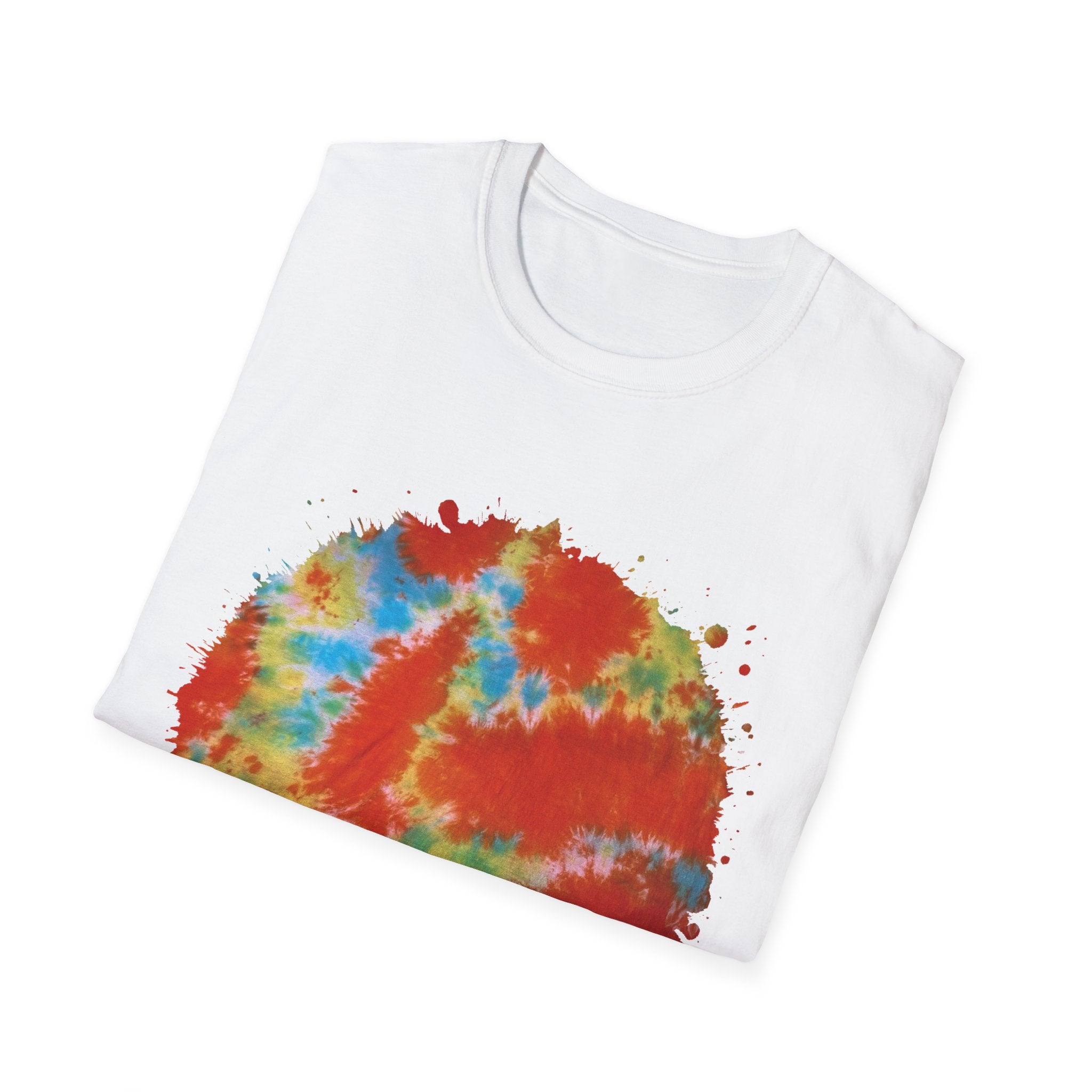 Orange Krush 2:  Tie-Dye Krush Unisex Softstyle T-Shirt, Vibrant Casual Tee, Bohemian Top, Festival Wear, Gift for Music Lovers