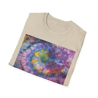 DRAGONFLY DESTINY: Fantasy inspired, Vibrant Tie-Dye T-Shirt, Unisex Softstyle Tee for Festivals, Summer Outings, Birthday Gifts, Casual Wear, Eco-Friendly Fashion