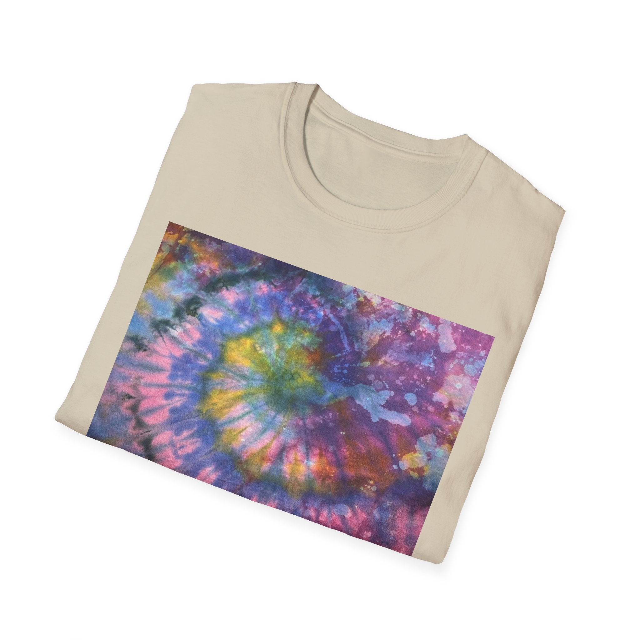 DRAGONFLY DESTINY: Fantasy inspired, Vibrant Tie-Dye T-Shirt, Unisex Softstyle Tee for Festivals, Summer Outings, Birthday Gifts, Casual Wear, Eco-Friendly Fashion